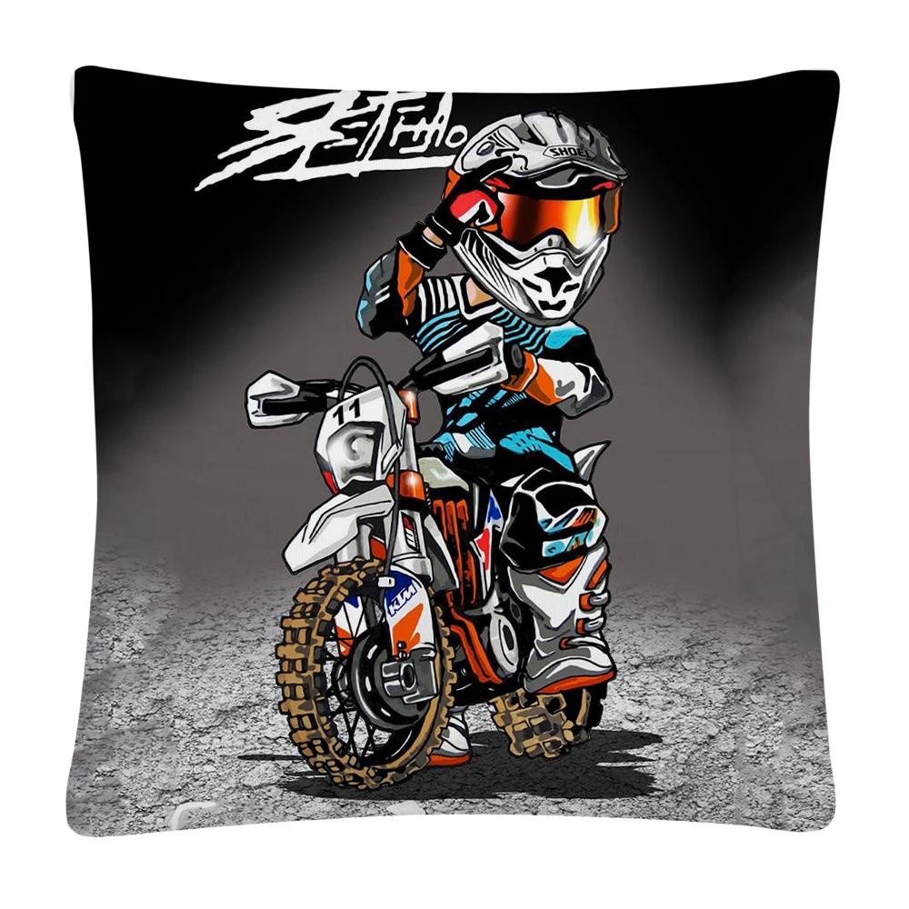 Stunt Sports Cartoon Pattern Soft Polyester Pillow Case for Sofa Home Car Decoration Pillowcase