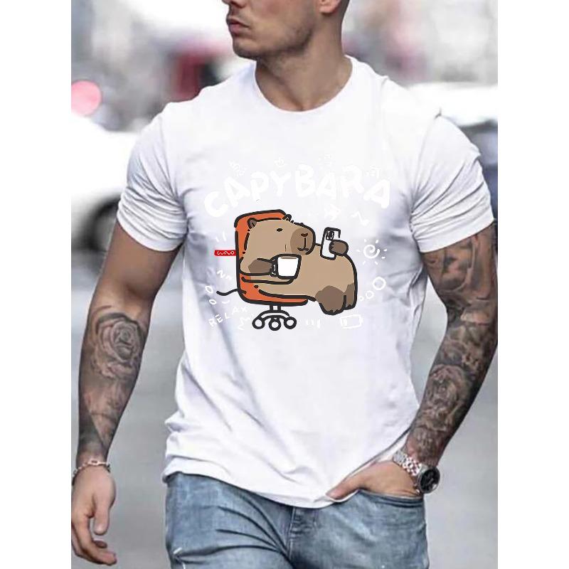 European sizes Summer Menswear Fashion Pattern Short Sleeve T-shirt Letter Pattern Printing S белый