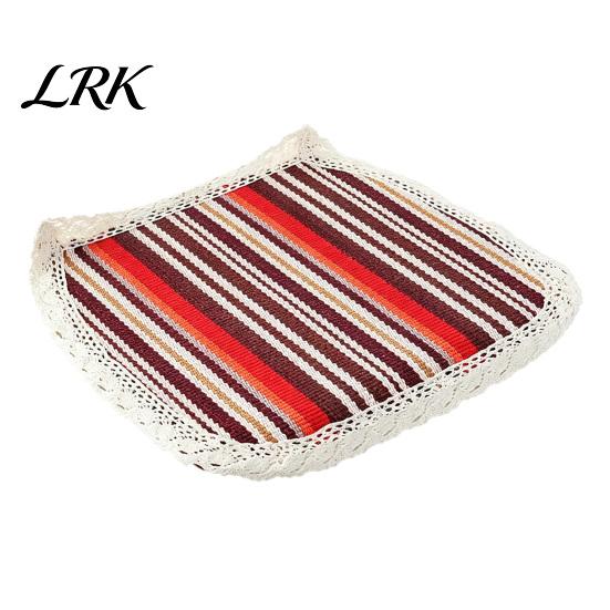 Cotton Linen Pads for Hard Chairs Chair Pad with Ties, Striped Plaid Mat Lightweight Seat Mats Lace Trim, Breathable Dining Office