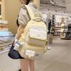Printed Contrast Student Schoolbag Women's College Style Multi-Compartment Backpack