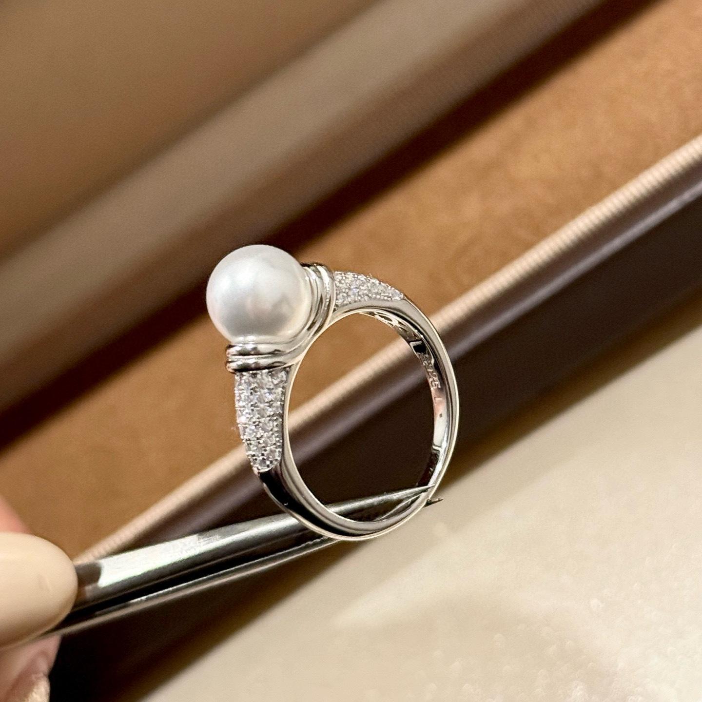 

Новые винтажные кольца из 100% чистого стерлингового серебра 925 пробы с цирконием AAA Жемчужное кольцо для женщин Роскошные свадебные украшения 6