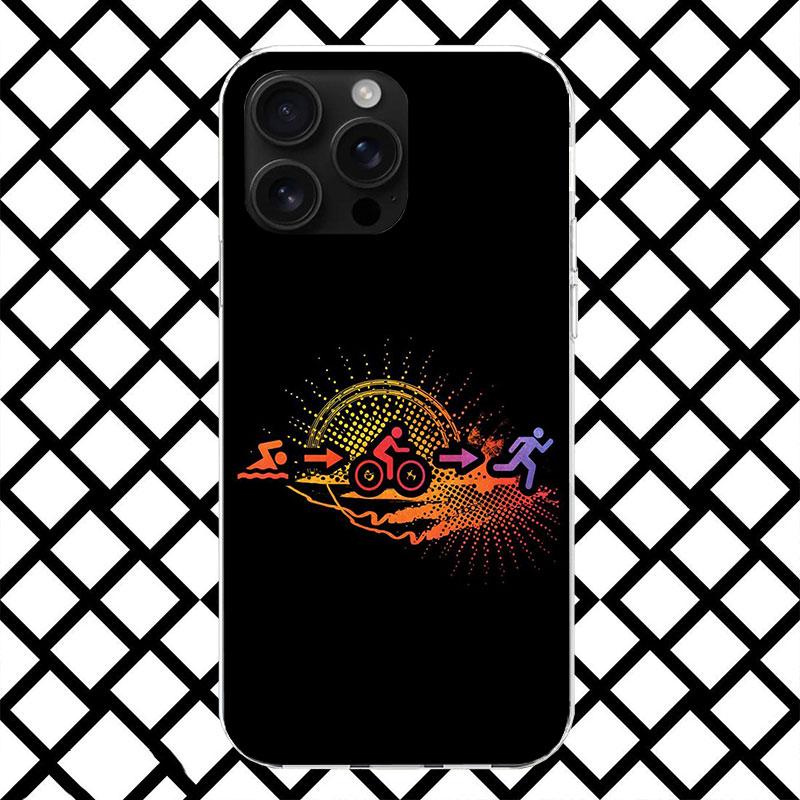 

Triathlon Swim Bike Run Phone Case for iPhone 17 Air 16 16E 15 14 Plus 13 Mini 12 11 Pro Max 7 8 + SE 2020 Soft Cover Fundas 17 iPhone 17 Pro