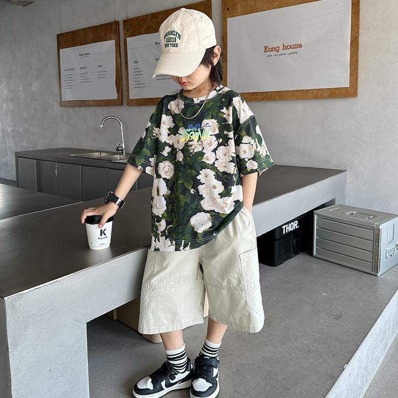 Boys' Short Sleeved T-shirt for Summer 2026, New Big Children's Summer Outfit, Pure Cotton Half Sleeved Top, Boys' Summer T-shirt