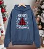 Merry Christmas Red Grid Tree Printing Hoodies Mens All-Match Casual Hoody Pocket Fleece Streetwear Comfortable Male Pullover