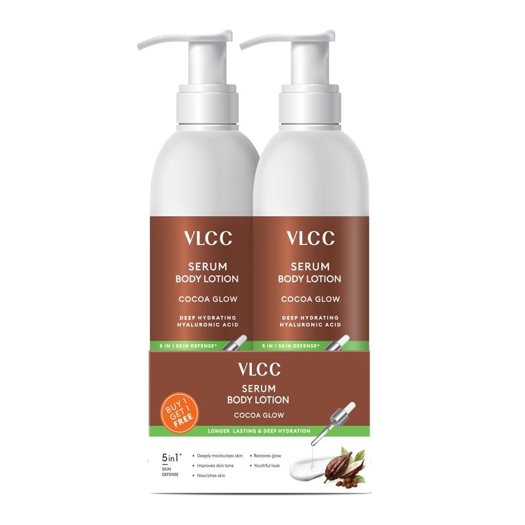 VLCC Cocoa Glow Deep Hydrating Serum Body Lotion 300ml X Pack of 2 with Hyaluronic Acid & Niacinamide for Soft Glowing Skin
