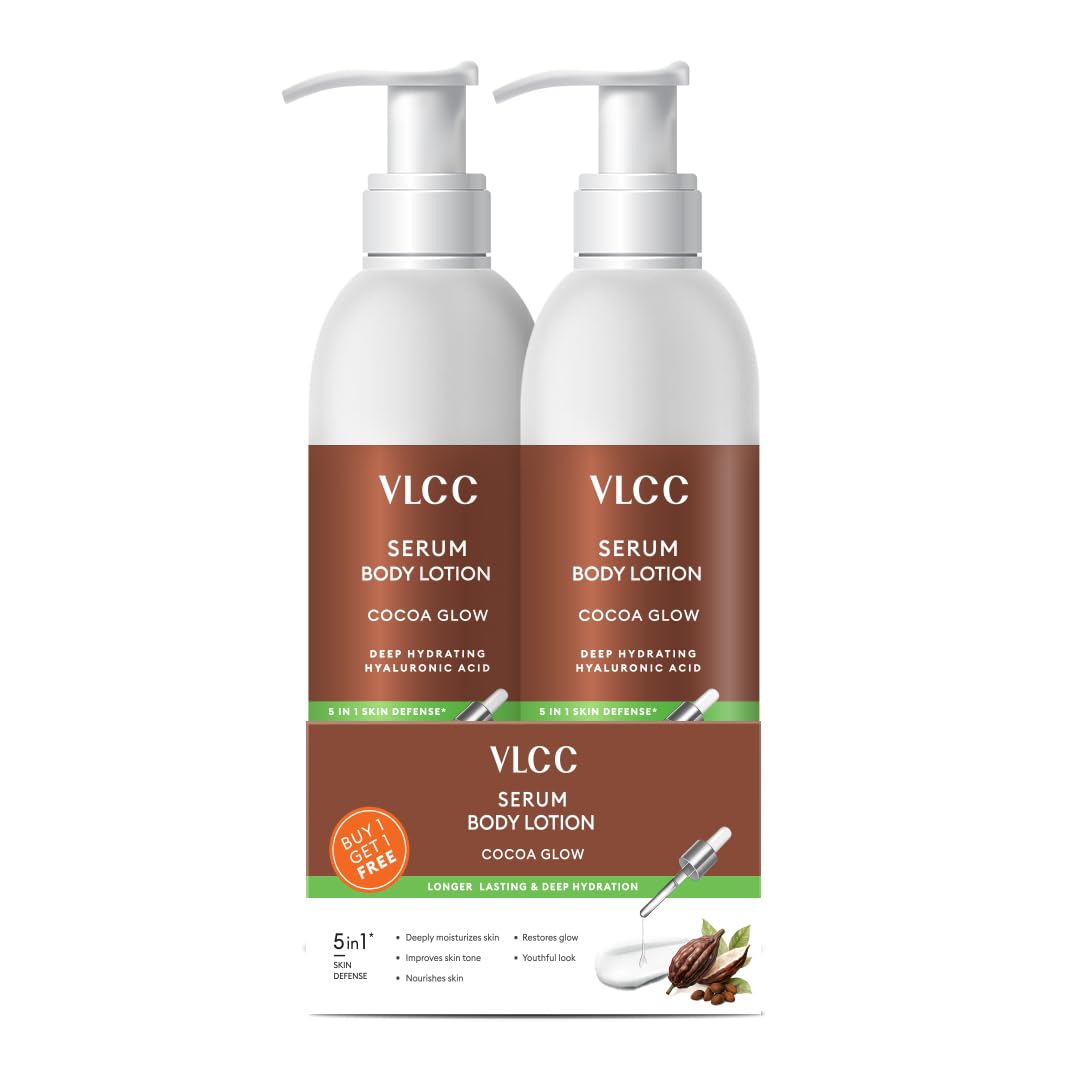 

VLCC Cocoa Glow Deep Hydrating Serum Body Lotion 300ml X Pack of 2 with Hyaluronic Acid & Niacinamide for Soft Glowing Skin