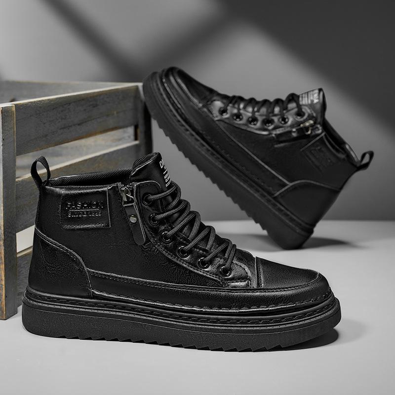 High-top four-season wear comfortable and breathable flat heel lightweight casual board shoes lace-up retro board shoes