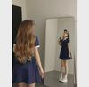 Women's Retro Contrast Collar Polo Dress - Summer 2024 Edition, Pleated Short Waist with Swing Skirt