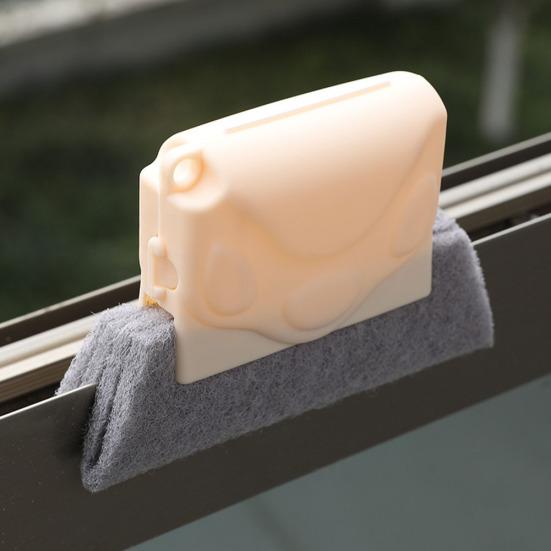 Fensterschlitz-Reinigungsschwamm Langlebiger Anti-Rutsch-Griff Kunststoff Tragbar Platzsparend Fensterfalz-Reinigungstuch für die Küche