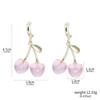 Red Korean Cute Cherry Fruit Shaped Drop Earrings Sweet Temperament Girls  Party Earrings For Women Jewelry Gifts