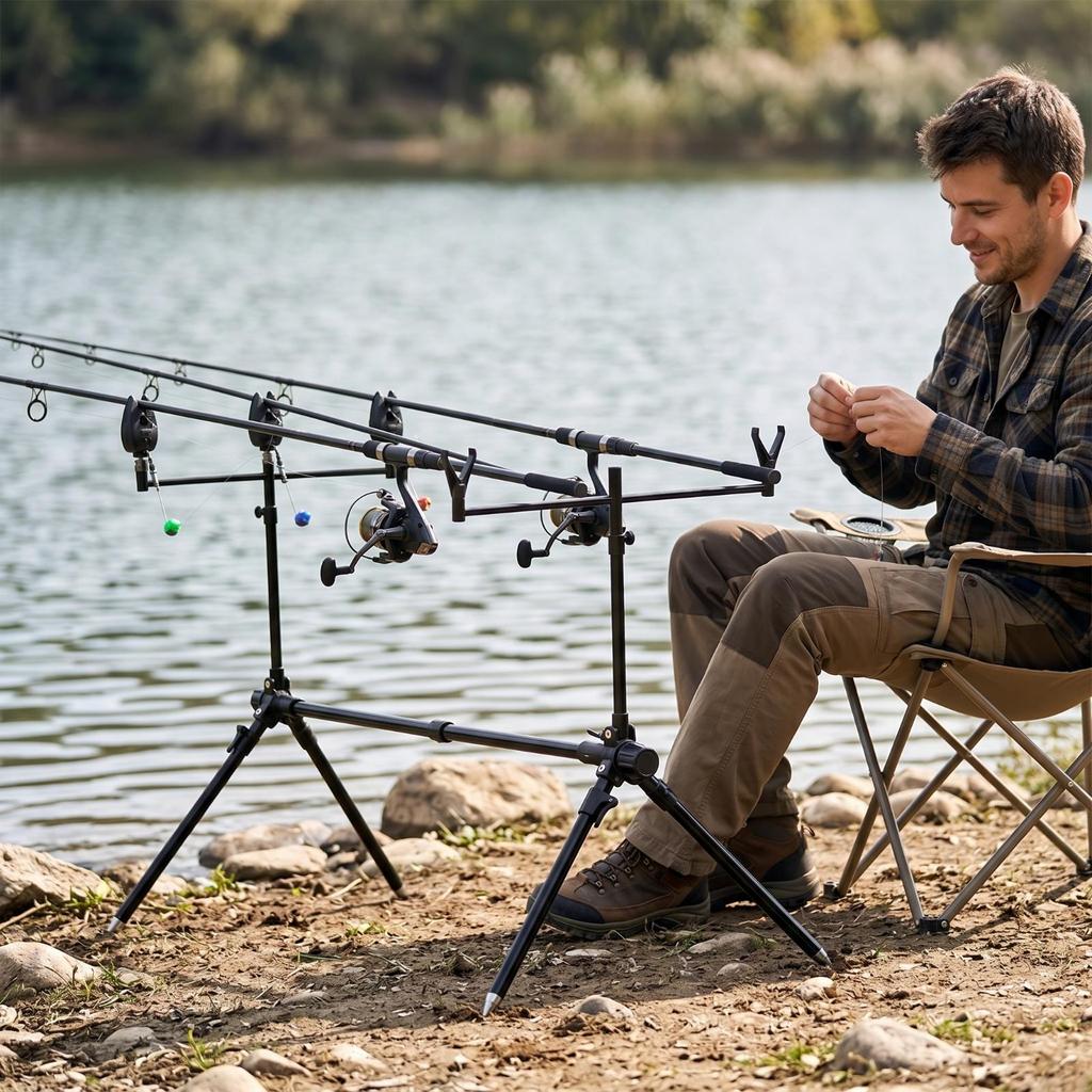 Tripod Fishing Rod Holder Compact Stand Easy to Transport for Anglers