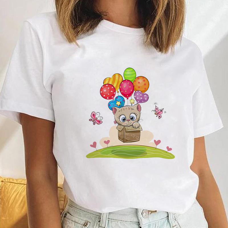 Women Basic Fashion Funny Print Fashion Short Sleeve Summer Lady White Tops Creative Womens Clothing Tee Female T Shirt