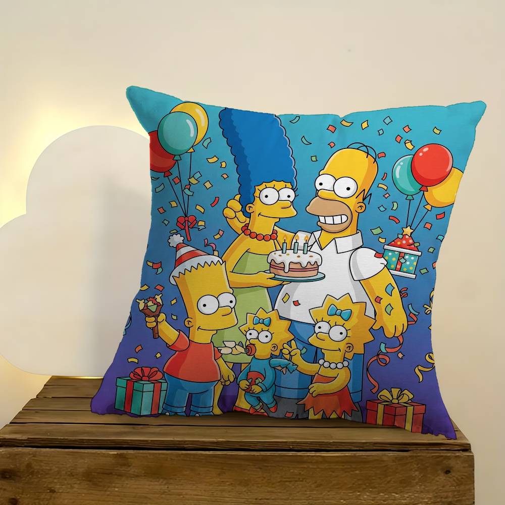 Cushion Cover Car Throw Pillow Case For Sofa Car Christmas Gift Anime The Movie S-Simpsons-S