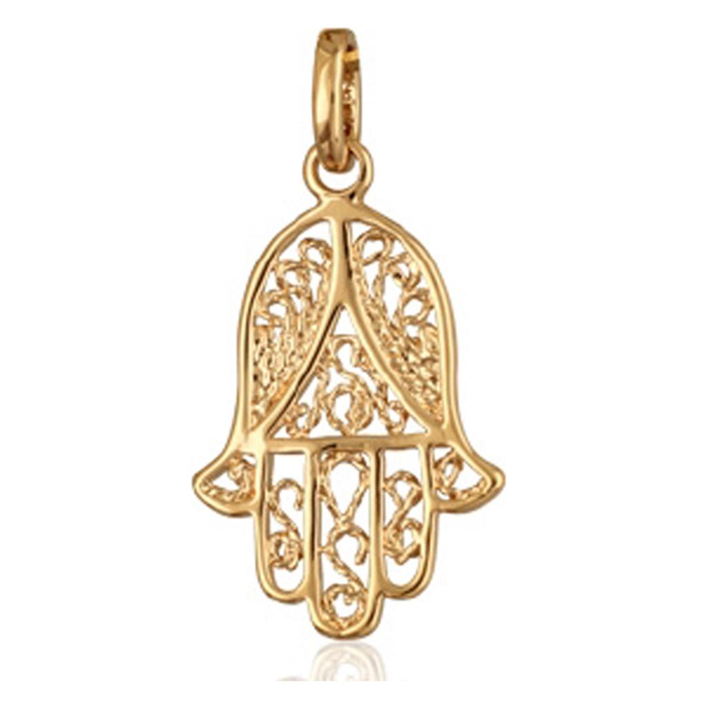 Les Trésors De Lily [M7093] - Gold Plated Pendant 'Hand of Fatma' Golden - 20x15 Mm