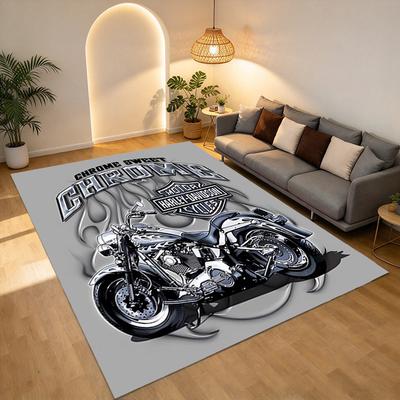 Chrom Harleydavidson Wohnzimmer Rutschfester Teppich Weicher Teppich für Schlafzimmer Spielzimmer Sofaecke Büro Heimdekoration Fußmatte Weihnachtsgeschenk C93054