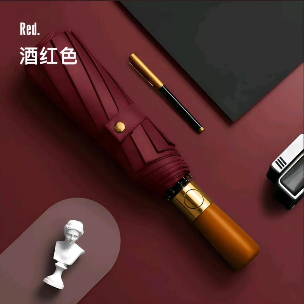 Men's Business 3-Fold Auto Folding Reinforced Windproof Umbrella