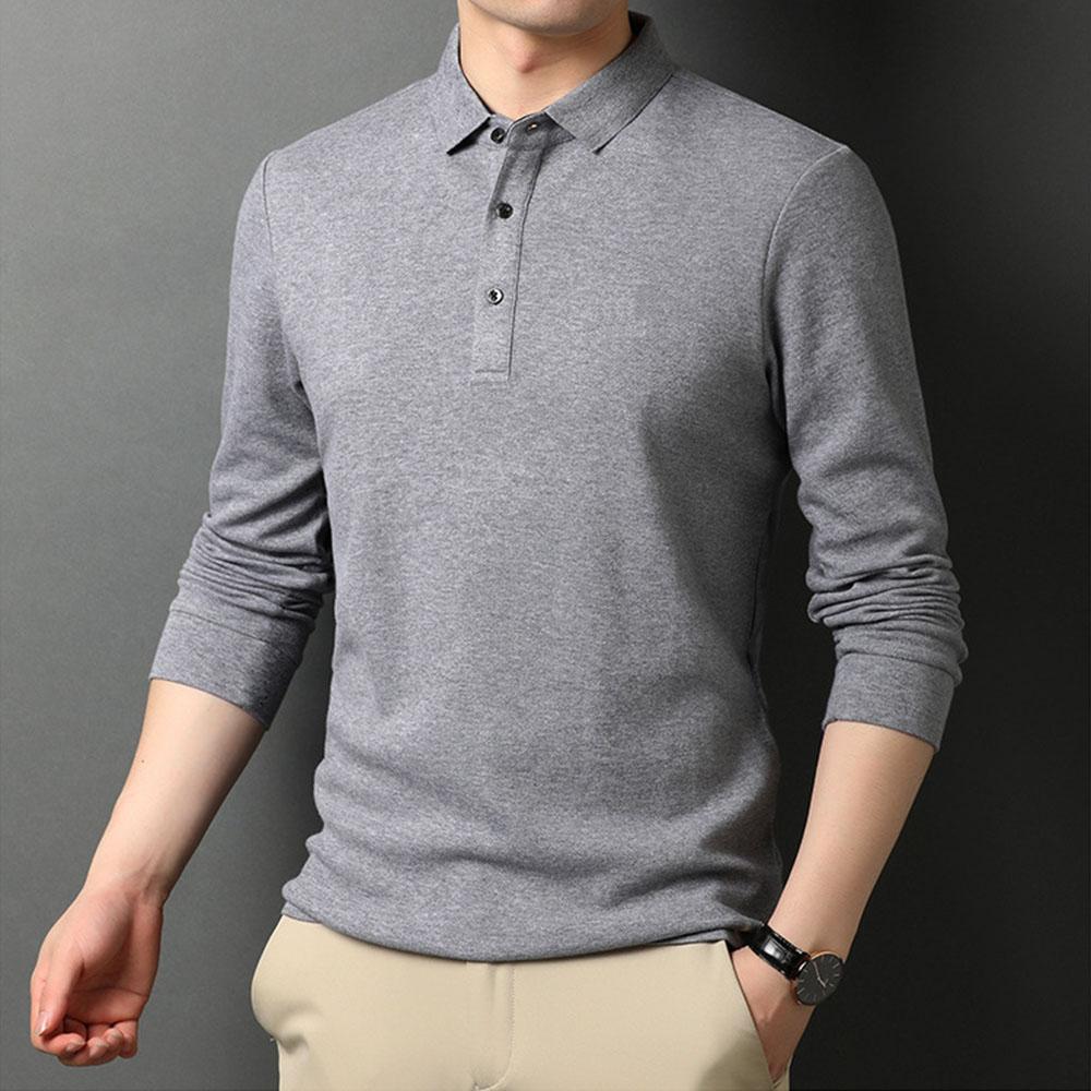 Men's Spring Autumn Long Sleeve Polo Shirts T-Shirts Tops Blouse Undershirts For Men Sweatshirts Office Formal Clothes