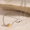 Delicate Stainless Steel Adjustable Necklace and Bracelet Set for Unisex with Round Sphere Pendant Luxurious Jewelry