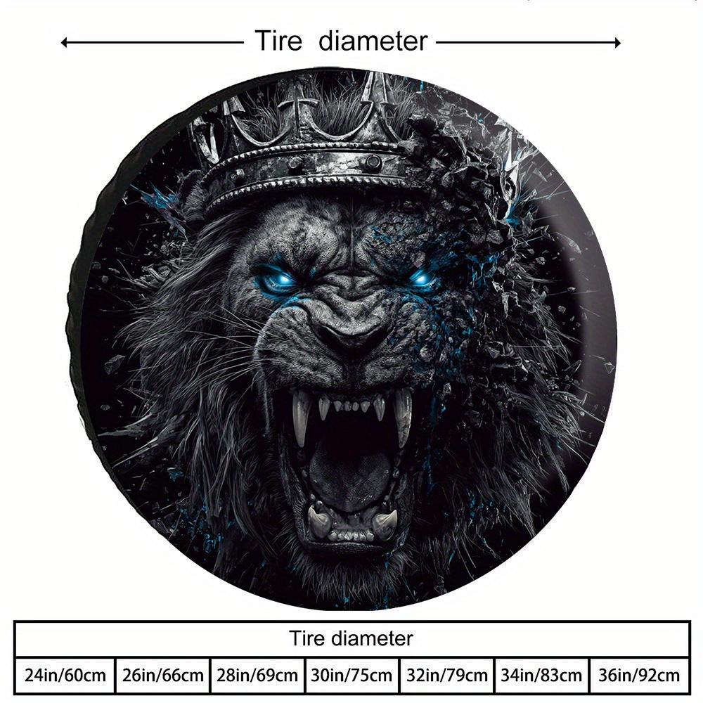 Angry Lion King Crown Tire Cover Durable Spare Wheel Protector