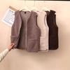 Autumn and winter warm lamb wool fleece granular fleece simple loose vest versatile outer wear fur integrated zipper vest