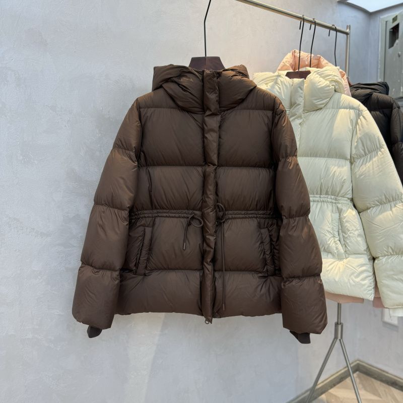 Fall and Winter Chic Warm Ladies's Hooded Drawstring Waist Was Thin and Small Cotton-padded Jacket