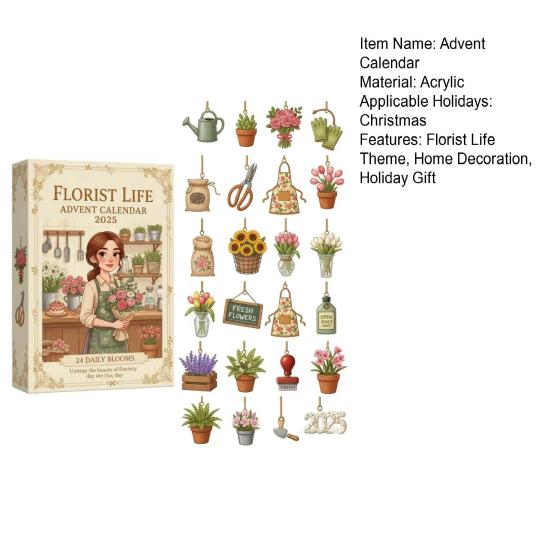 Florist Life Advent Calendar 24 Days Daily Bloom Countdown Calendar Gift Box