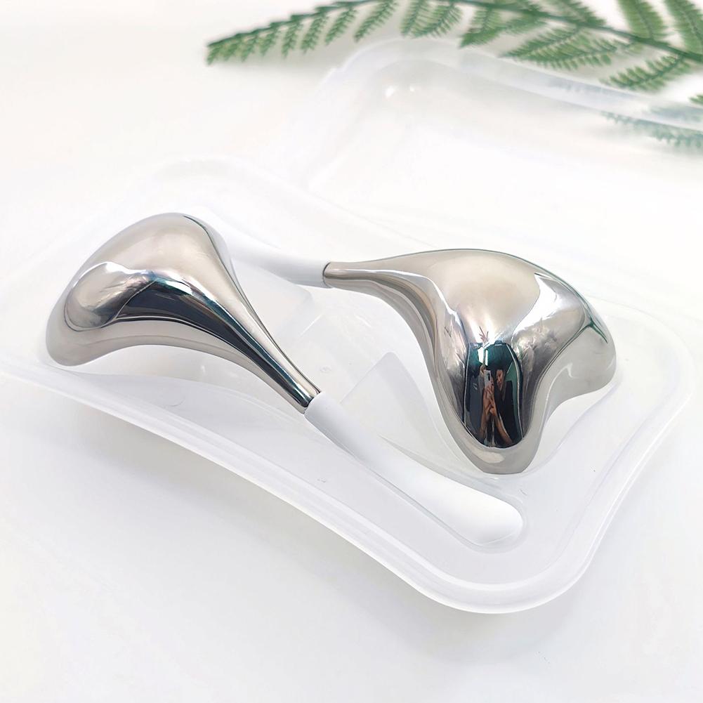 Facial Massage Cryo Spoon Facial Skin Care Ice Globes Stainless Steel Cooling Spa Globes Ice Globe Roller 2-in-1 for Face Beauty