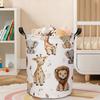 1pc Wild Animal Forest Laundry Basket Collapsible Hamper with Sturdy Handle & Animal-Themed - Portable Round Storage Bin Suitable for Room, Bathroom, 