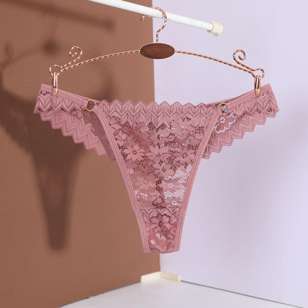 Ladies Spring and Summer Fashion Temptation Hot Waist Hollow Lace Jacquard Thong Underwear