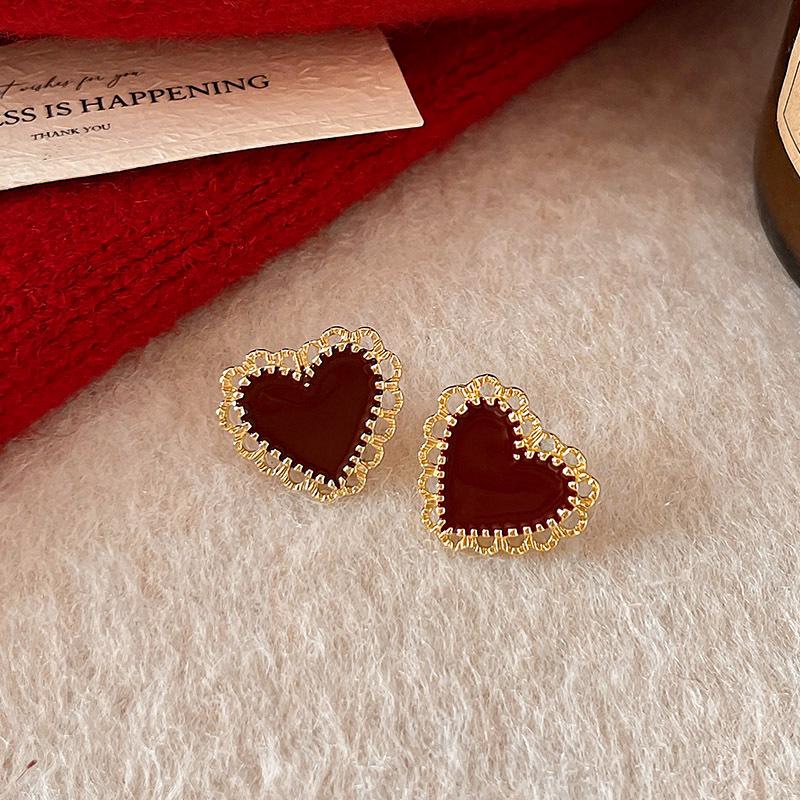 Red Encore Women's Brightening Ear Studs - 2026 Autumn/Winter Versatile Christmas Accessories