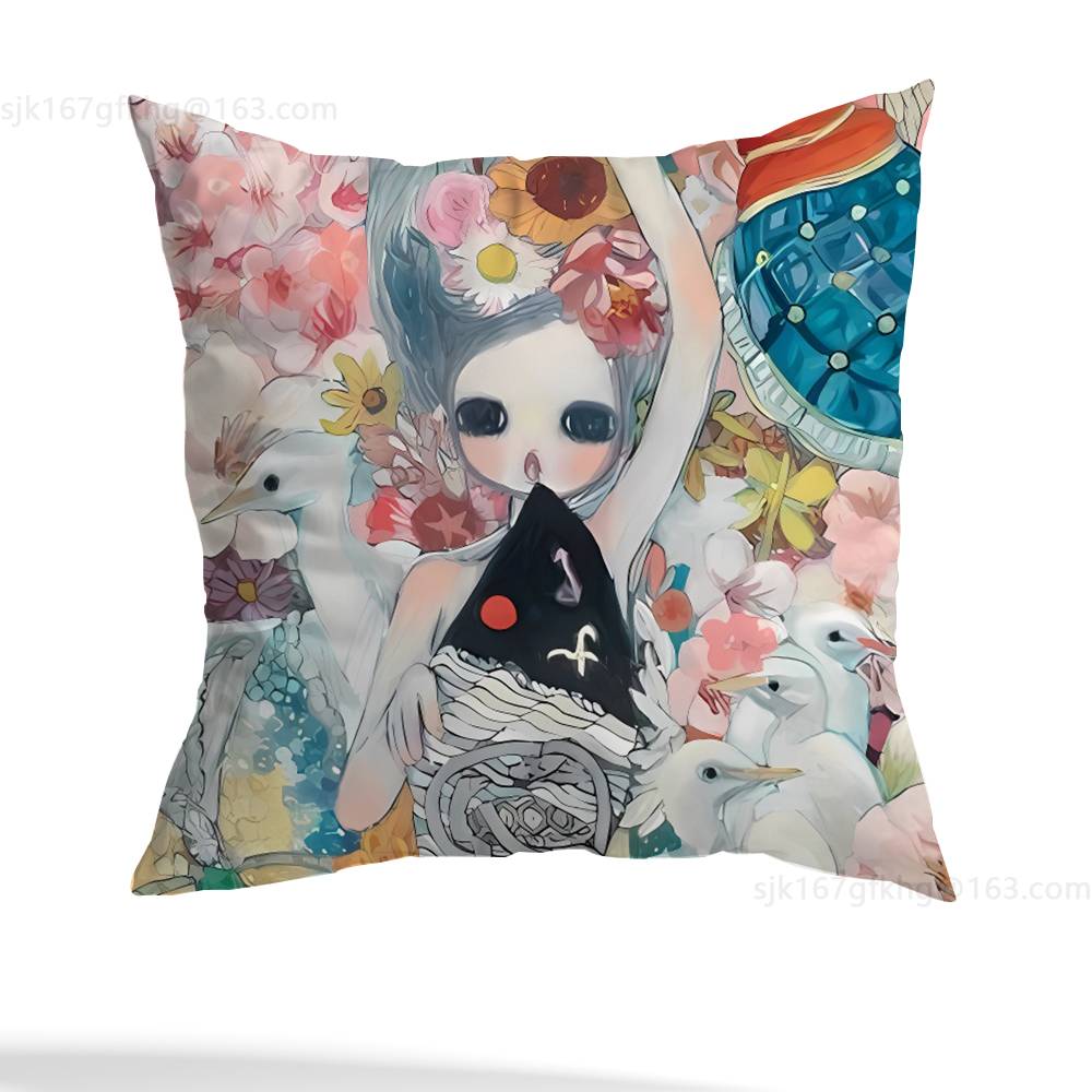 Aya Takano Pillow Case Sofa Living Room Bedroom Headboard Backrest Cushion Square Cushion Nap Time