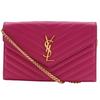 ChainShoulder Chain Wallet Quilting Pink Leather Women Used