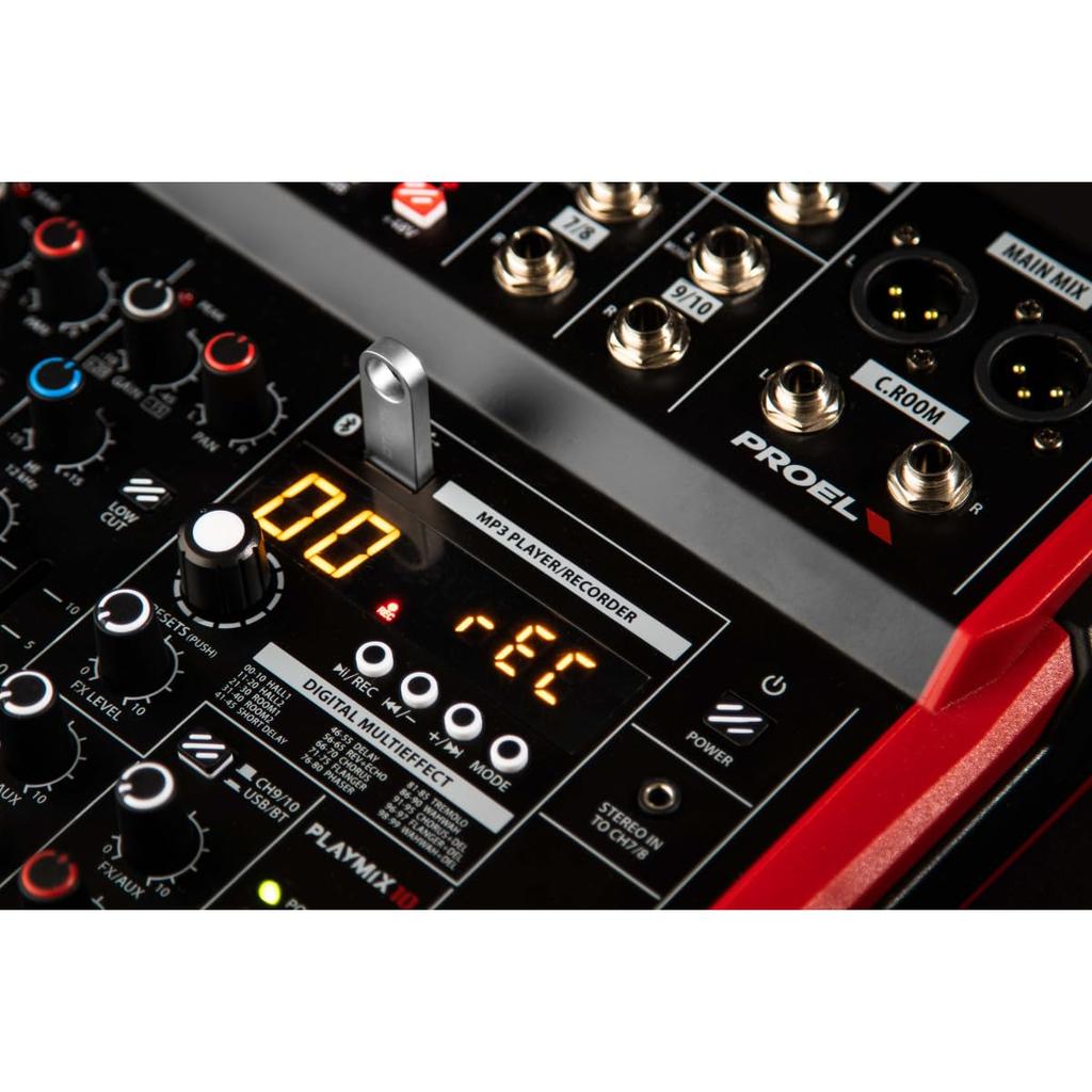 PROEL PLAYMIX6 JP Compact Mixer with 100 Digital MP3 Recording and and Audio Interface Functions 6-Channel 24-bit Audio, Built-in Effects, Playback,