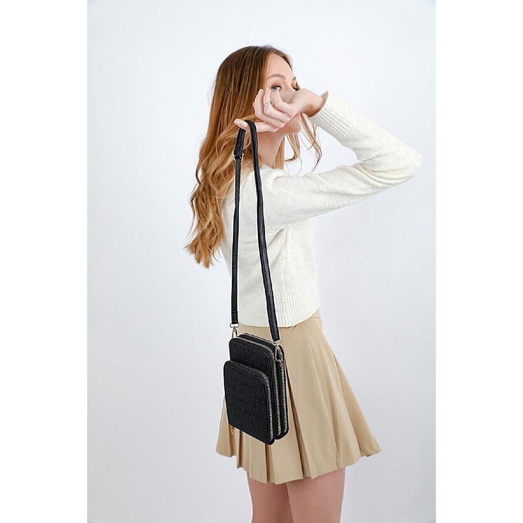 Unique Market Schwarze Damen-Handy-Umhängetasche mit 3 Fächern