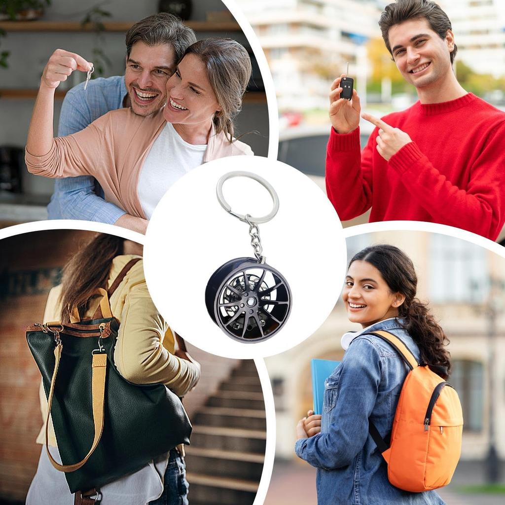 [Mivpzisk] Wheel Hub Keychain, Car Hub Keychain | Car Tire Rim Keychain - Wheel