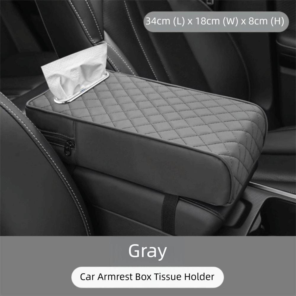 Universal Armrest Box Mat Solid Color Car Decor Car Armrest Box Cover PU Leather Armrest Box Protection Cover