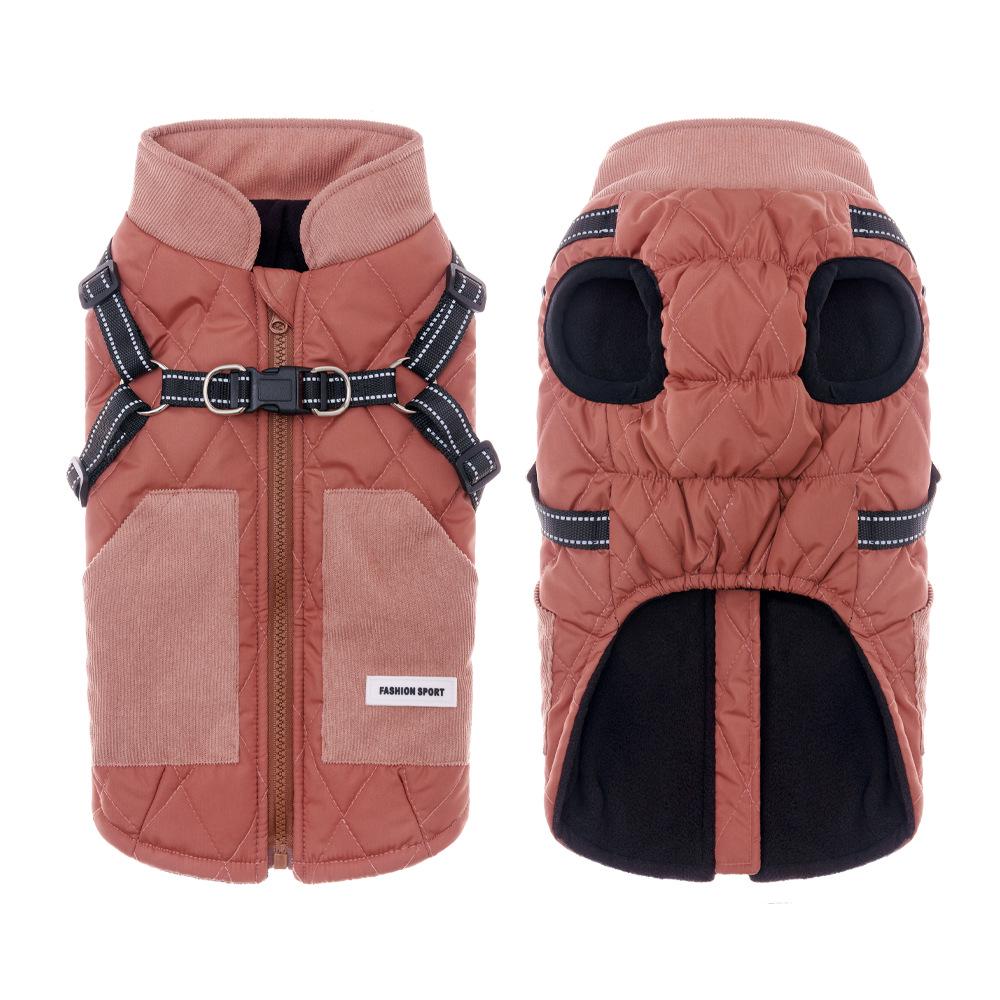 Dog-Friendly Warm Down Jacket, Thickened PP Cotton Filling, Back Opening, Easy On/Off.