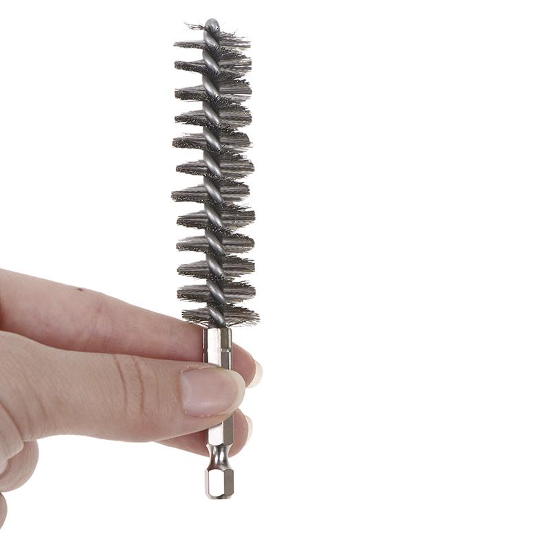 1/6Pcs Drill Bore Cleaning Brush 1/4 " Hexagonal Handle Stainless Steel Wire Brush For Anti-Rust Cleaning Of Pipe Ports 8-19Mm