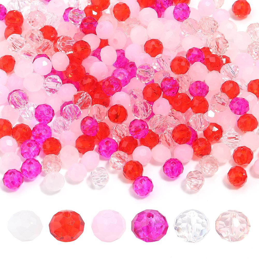 100-200pcs/lot 4 6 8mm Transparent Colorful Glass Beads Faceted Crystal Glass Beads Round Flat Loose Beads For Jewelry Making
