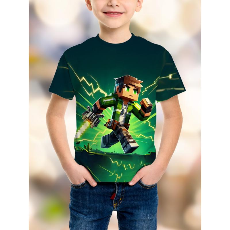 Game Pixel Birthday Party Kids T-Shirt Humor Funny Boys Fashion B-day Novelty Gift Short Sleeve Te