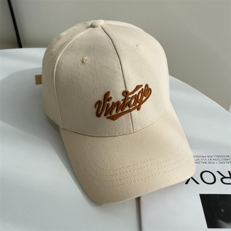Baseball Hat for Women's Trendy and Versatile Wide Brim Showing Face Small Sun Protection Baseball Cap Korean Version Letter Embroidery