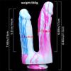 Two-pronged Mixed Color Silicone Double-headed Penis Size Fake Penis Female Anal Plug Masturbation Device Adult Products