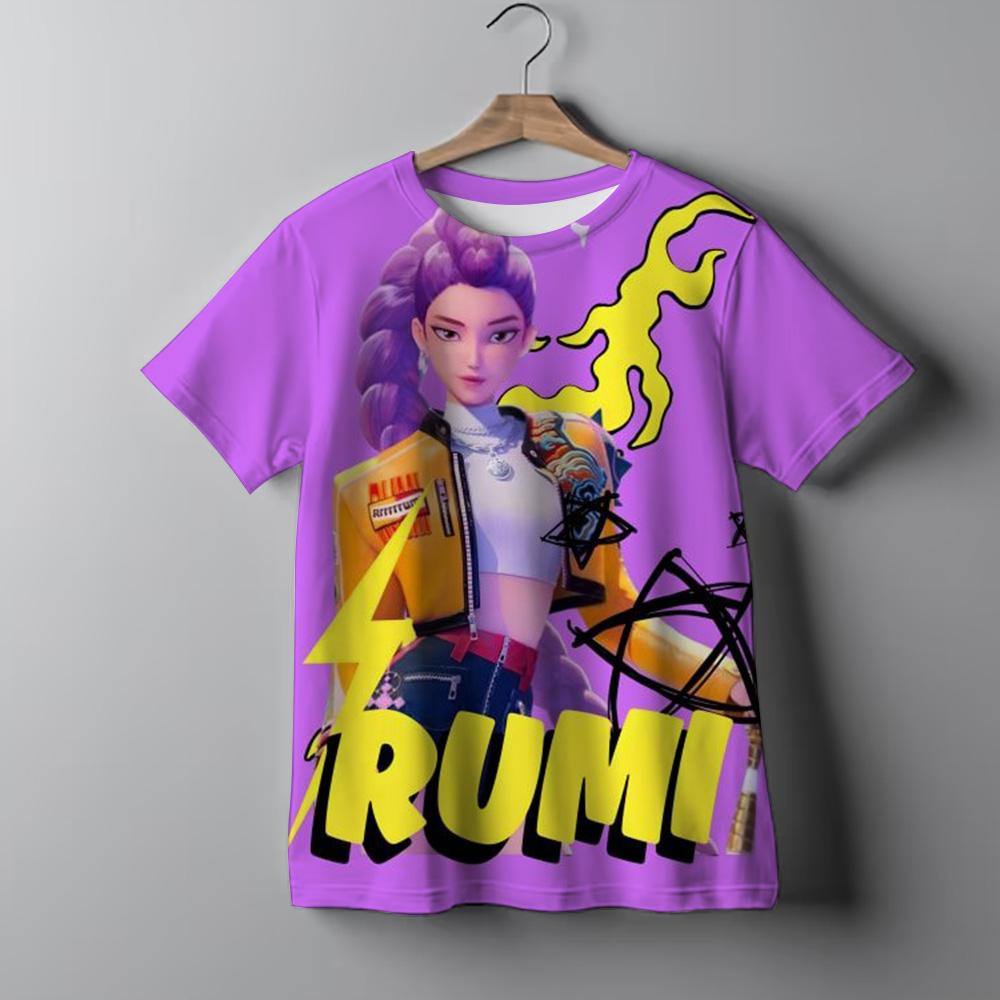 KPop Demon Hunters Cartoon Print Kids T-shirts Summer Short Sleeve Girls Casual Comfortable T-Shirts