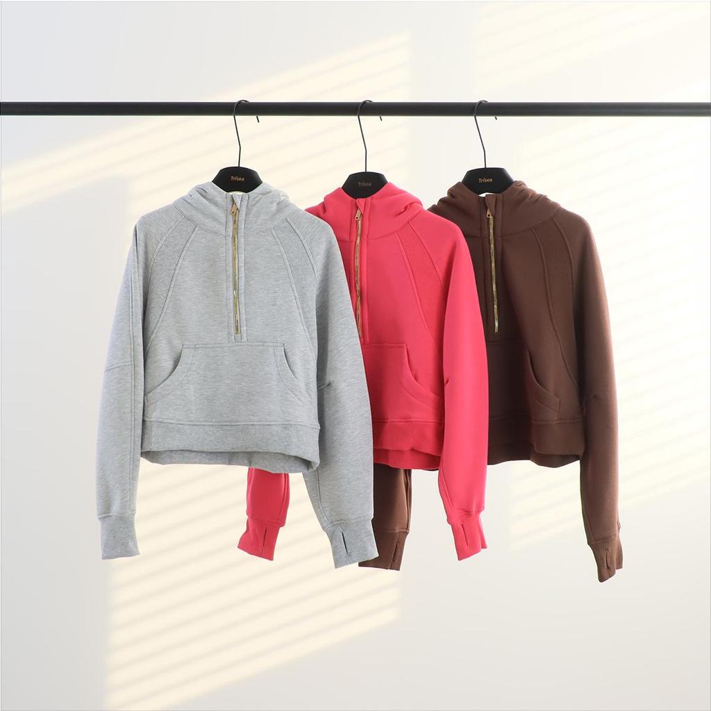 Women's Half-Zip Hooded Fleece Sweatshirt - Autumn/Winter Style (In Stock)