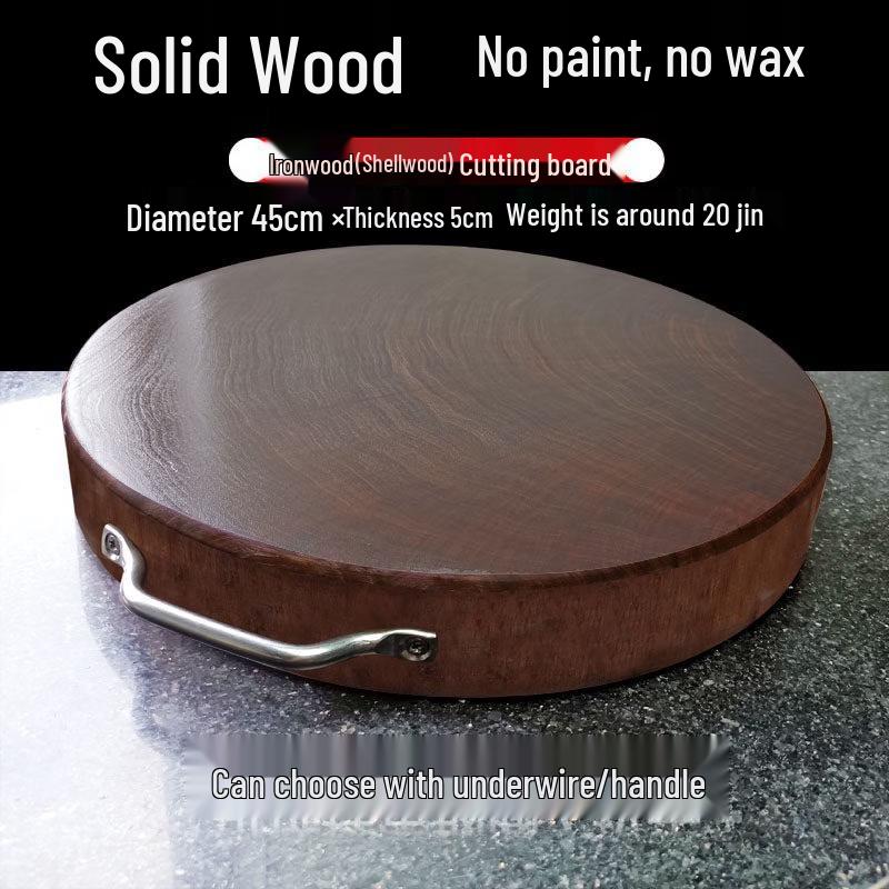 Round Solid Ironwood Chopping Board with Handle