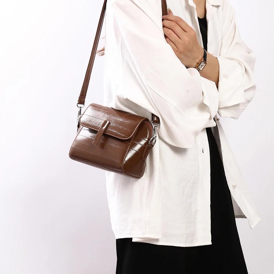 Women's PU Leather Shoulder Bags Monochromatic Crossbody Bag Feminine Bags