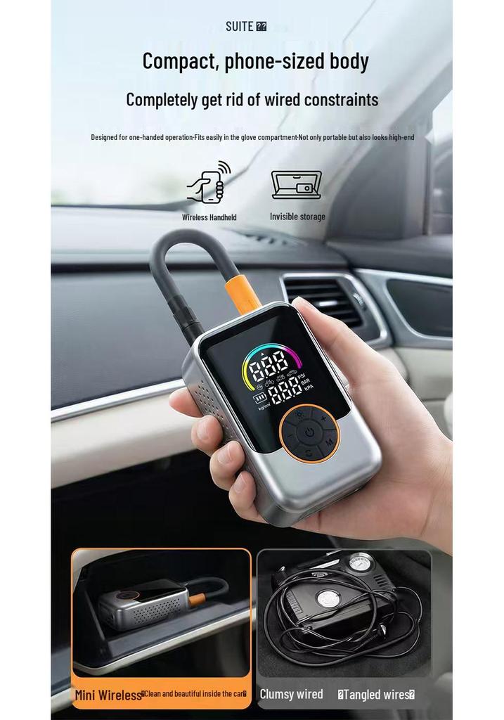 Portable On-Board High-Pressure Wireless Electric Car Tire Pump