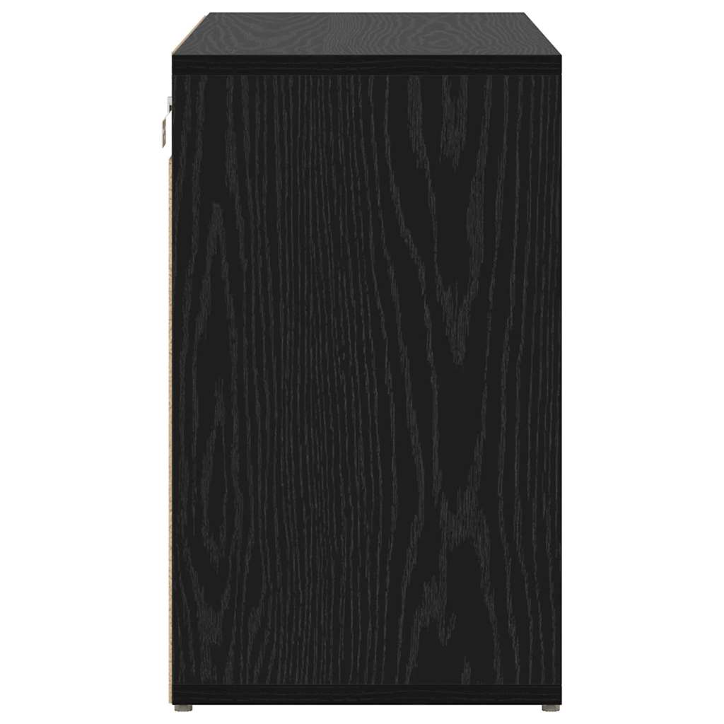 Shoe Cabinet with Shelf Black Oak Effect 77.5 x 30 x 51 cm