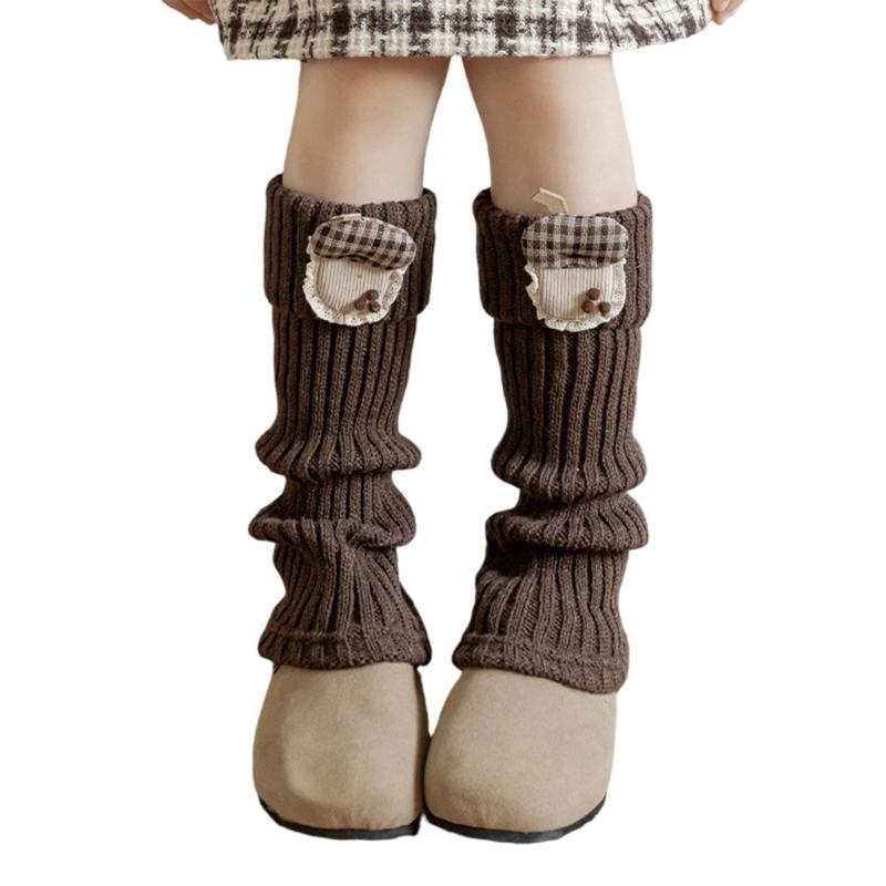 Вязаные высокие носки гольфы для девочек-подростков 2-13 лет Длинные чулки для ног Длинные носки Детские носки Наколенники коричневый