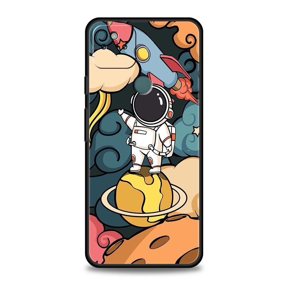 Cartoon Cute Cosmonaut Phone Case Cover for Google Pixel 10 9 8 7 6 9A 8A 7A 6A Pro Shockproof Soft TPU 10 Pro XL Shell Fundas